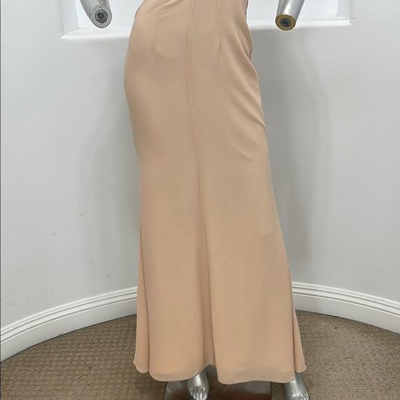 BARIANO Australia  Corine Drape Sleeve Plunged V-neck Peach Maxi Gown Size 2 - Picture 3 of 13